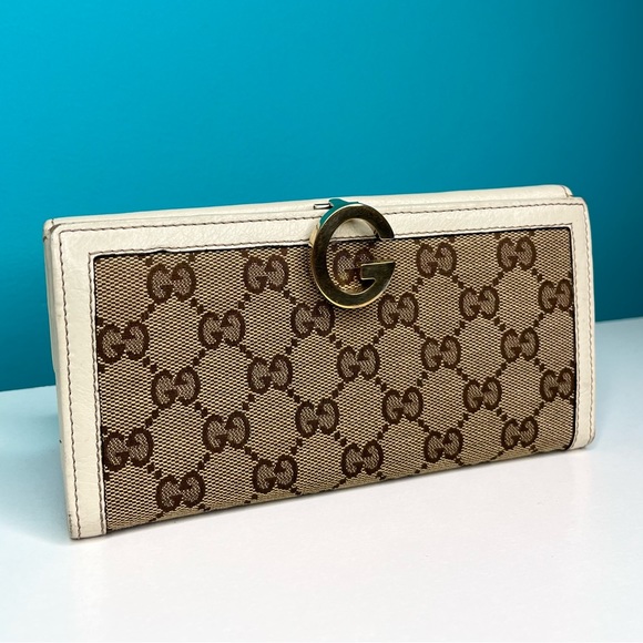 Gucci GG Monogram Cream Canvas & Leather Bifold Long Wallet - Picture 8 of 16